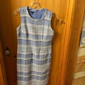 Talbots Blue and White Striped Midi Dress